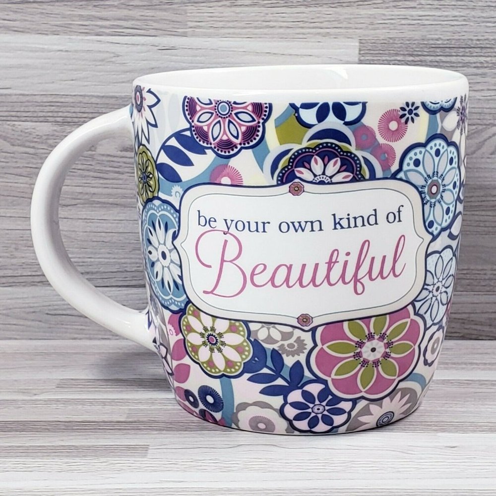 Be Your Own Kind of Beautiful 14 oz. Porcelain Coffee Mug Cup Multicolor